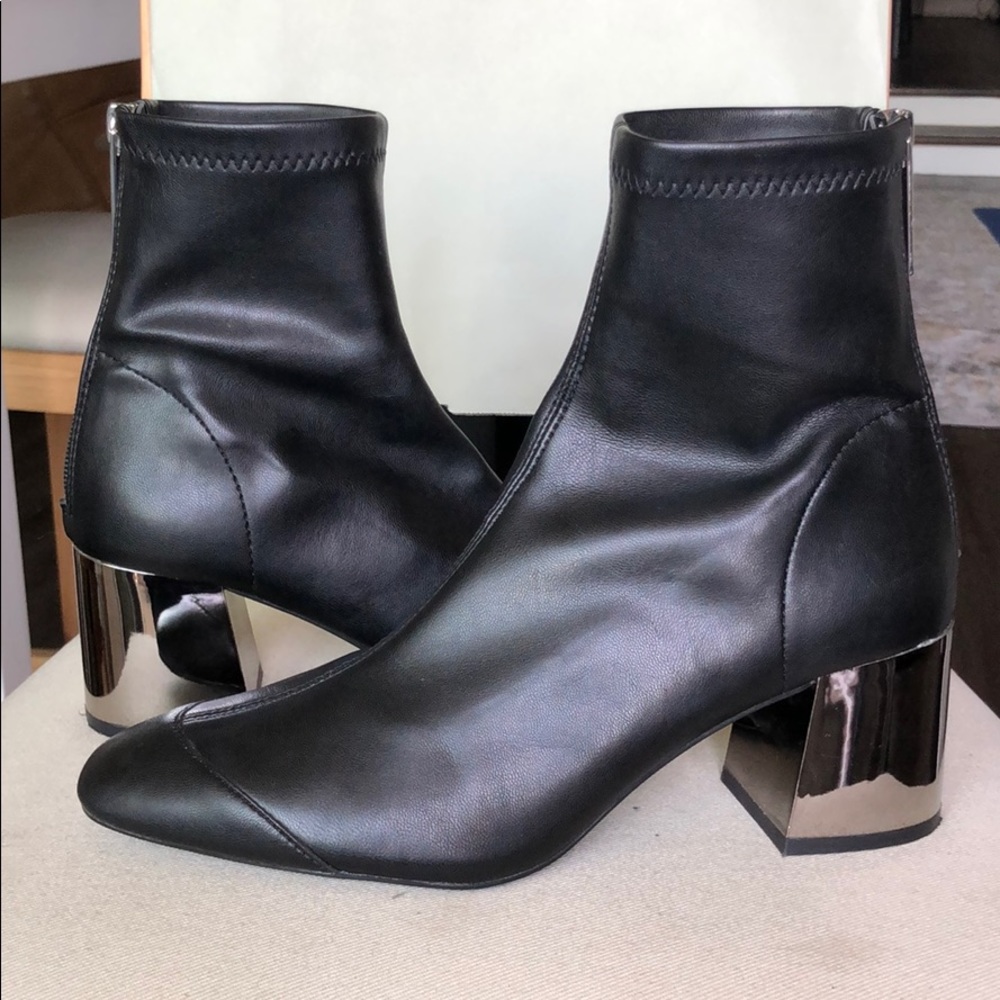 ZARA Trafaluc Silver Heeled Stretch Ankle Boot